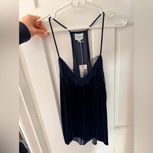 Cami NYC Navy Velvet Racer Top